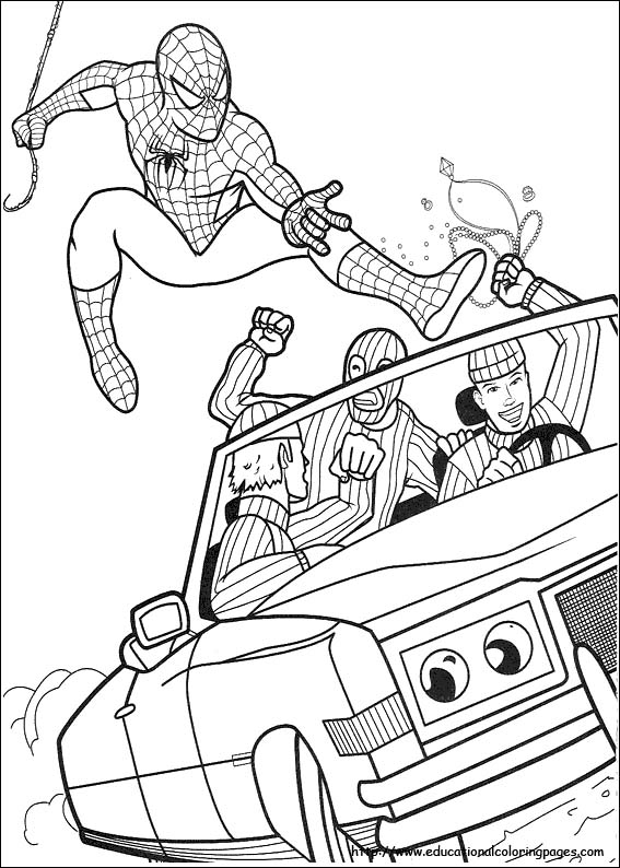 Drawing Spiderman to catch criminals coloring pages printable for kids 