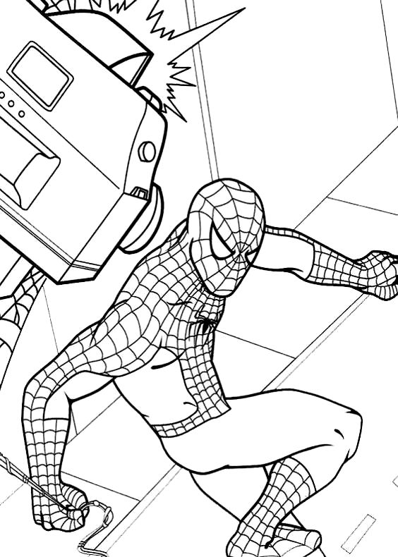 Drawing Spiderman who takes a picture coloring pages printable for kids 