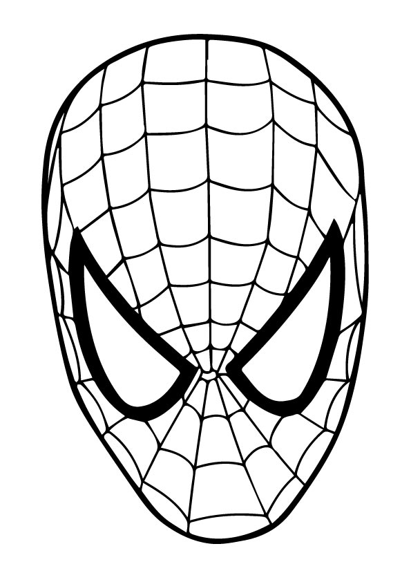 Drawing the mask of Spiderman coloring pages printable for kids 
