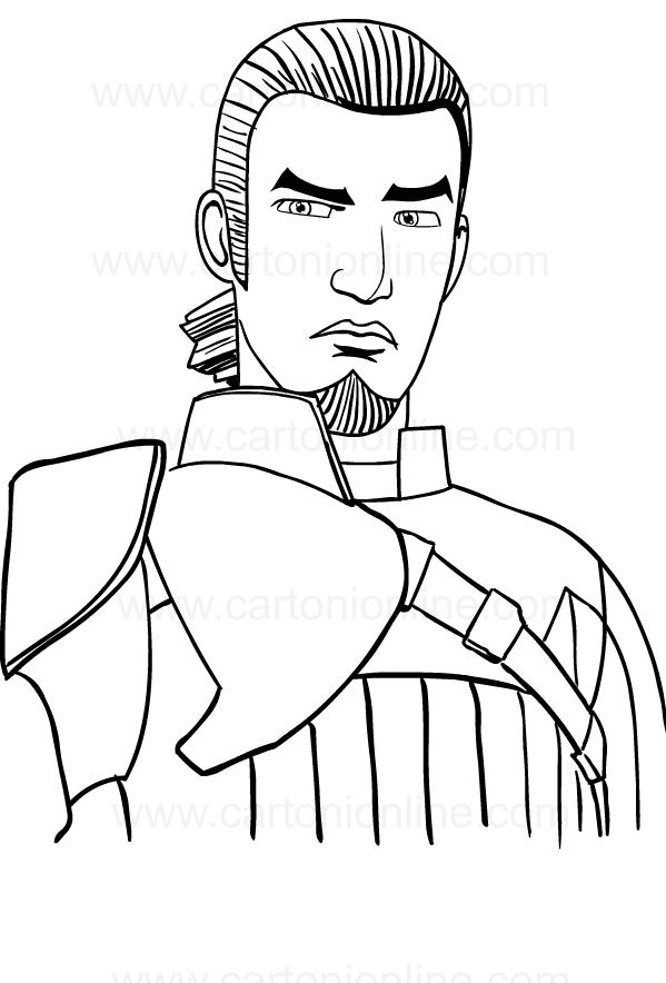 Drawing of Kanan Jarrus di Star Wars Rebels to print and coloring