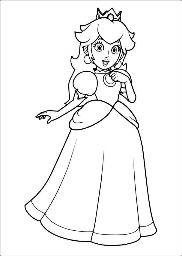 Drawing of the Princess Daisy di Super Mario to print and coloring
