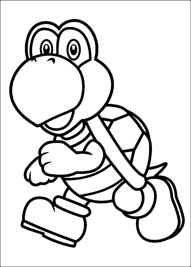 Drawing of Koopa Troopa the turtle di Super Mario to print and coloring