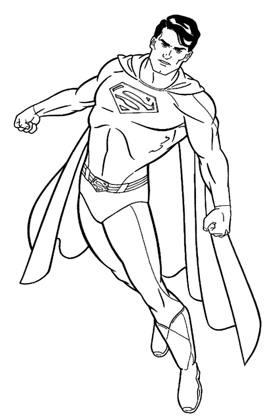 Drawing Superman preparing for action coloring pages printable for kids 