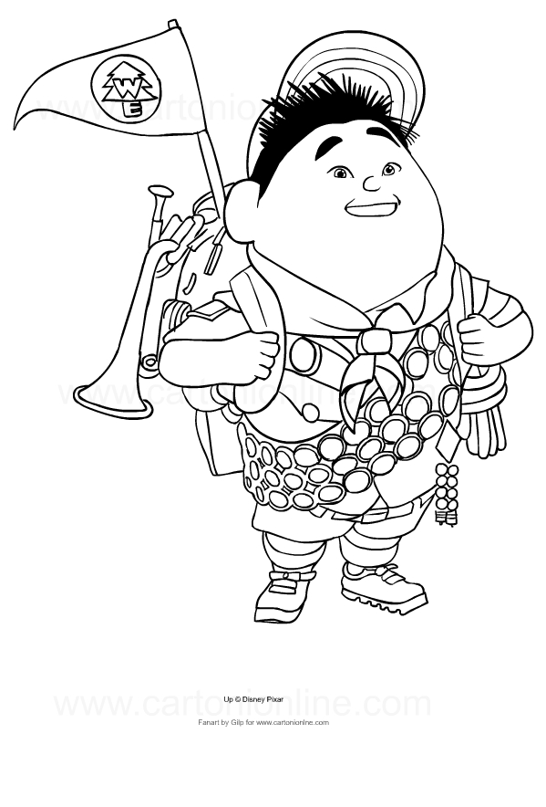 Drawing of Russel il bambino from Up to print and coloring