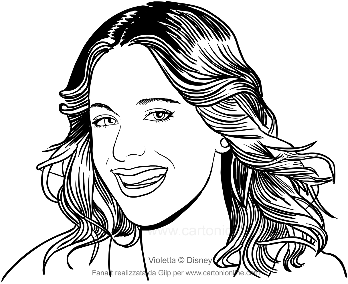 Drawing the face of Violetta who smiles coloring pages printable for kids