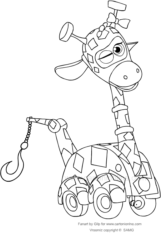 Drawing Geraldine from the Vroomiz coloring pages printable for kids