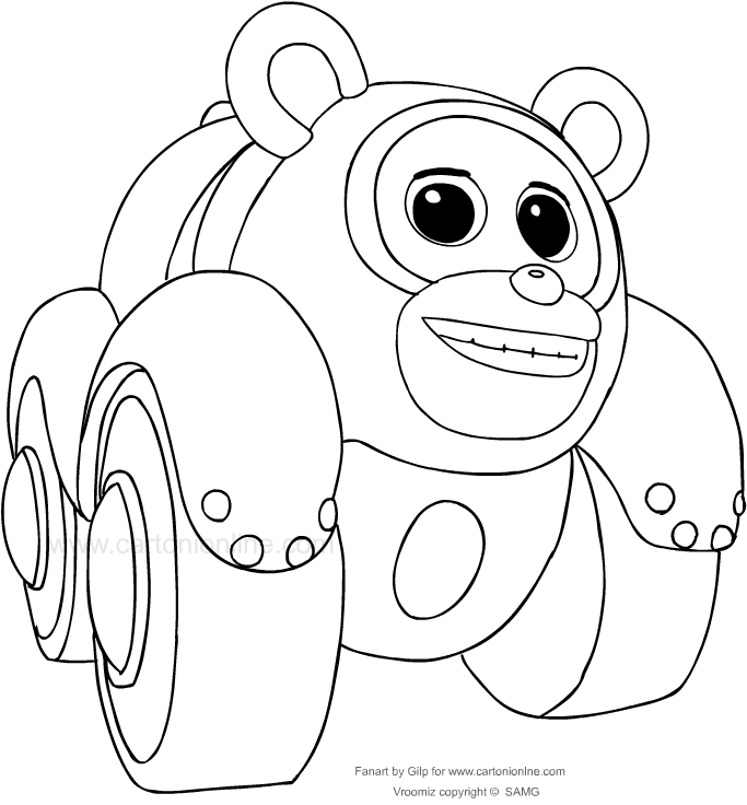 Drawing P.T. panda from the Vroomiz coloring pages printable for kids