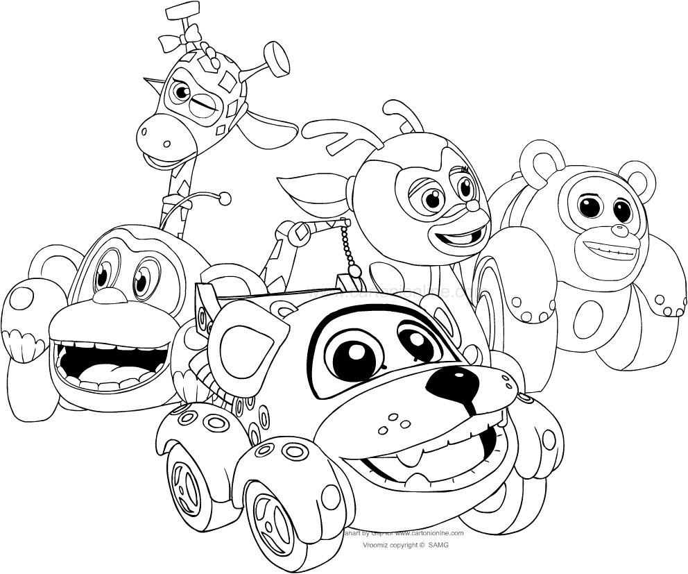 Drawing the Vroomiz coloring pages printable for kids