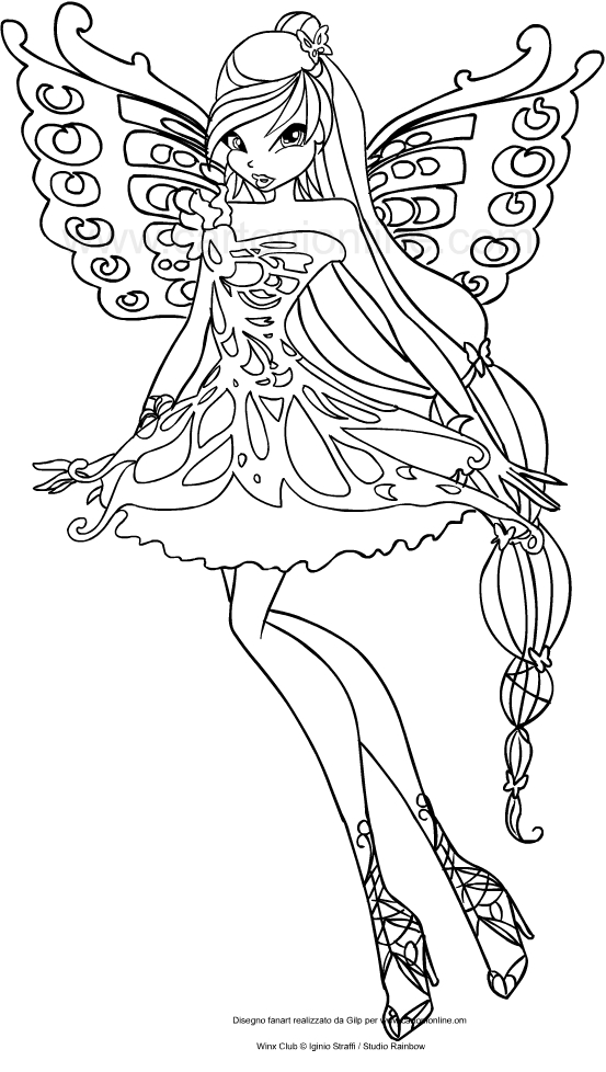 Drawing Musa Butterflix (Winx Club) coloring pages printable for kids