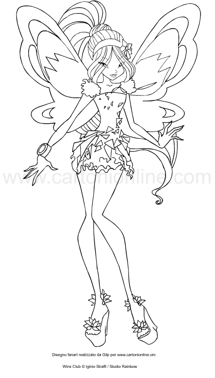 Drawing Flora Tynix (Winx Club) coloring pages printable for kids