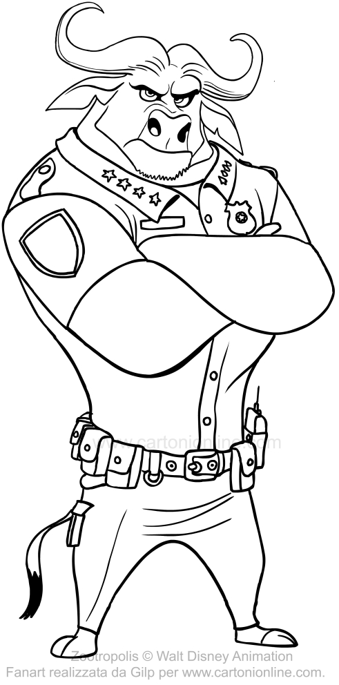 Drawing Captain Bogo (Zootropia) coloring pages printable for kids