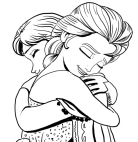 Anna and Elsa hug coloring page