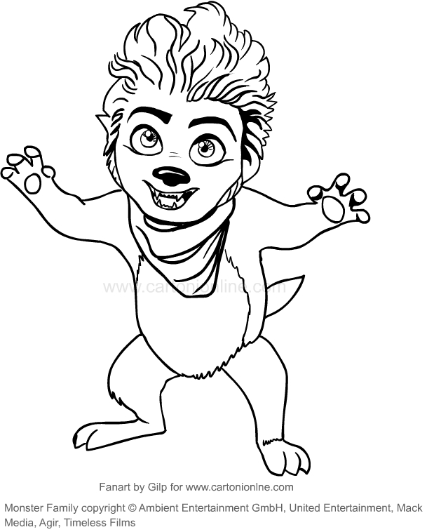 Suunnittelu Max the werewolf (Monster Family) vrityskuvats tulostettava lapsille