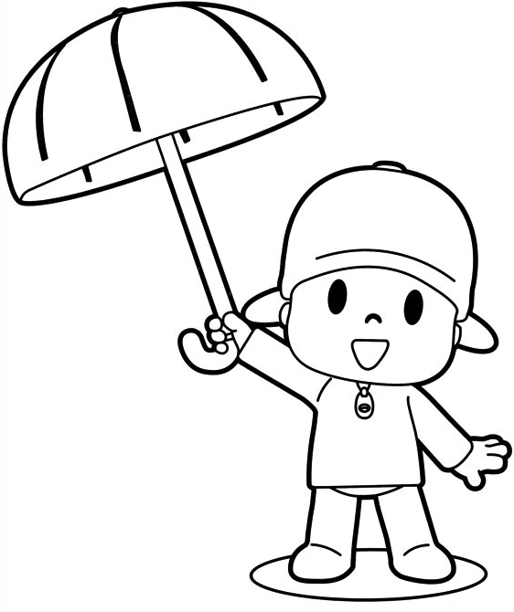 Suunnittelu Pocoyo with the umbrella vrityskuvats tulostettava lapsille