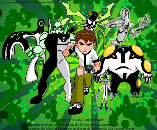A fanart design of Ben 10 and the aliens of the Omnitrix