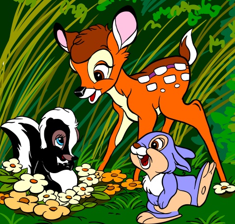 Bambi, la puzzola Fiore e il coniglio Tamburino