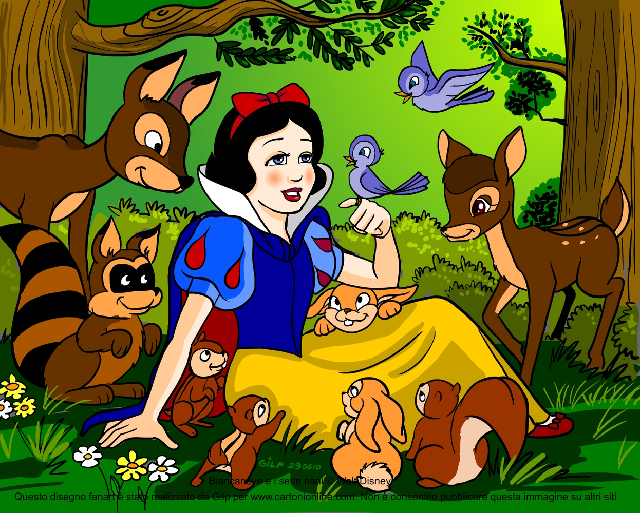 Imagem da Branca de Neve e os animais da floresta