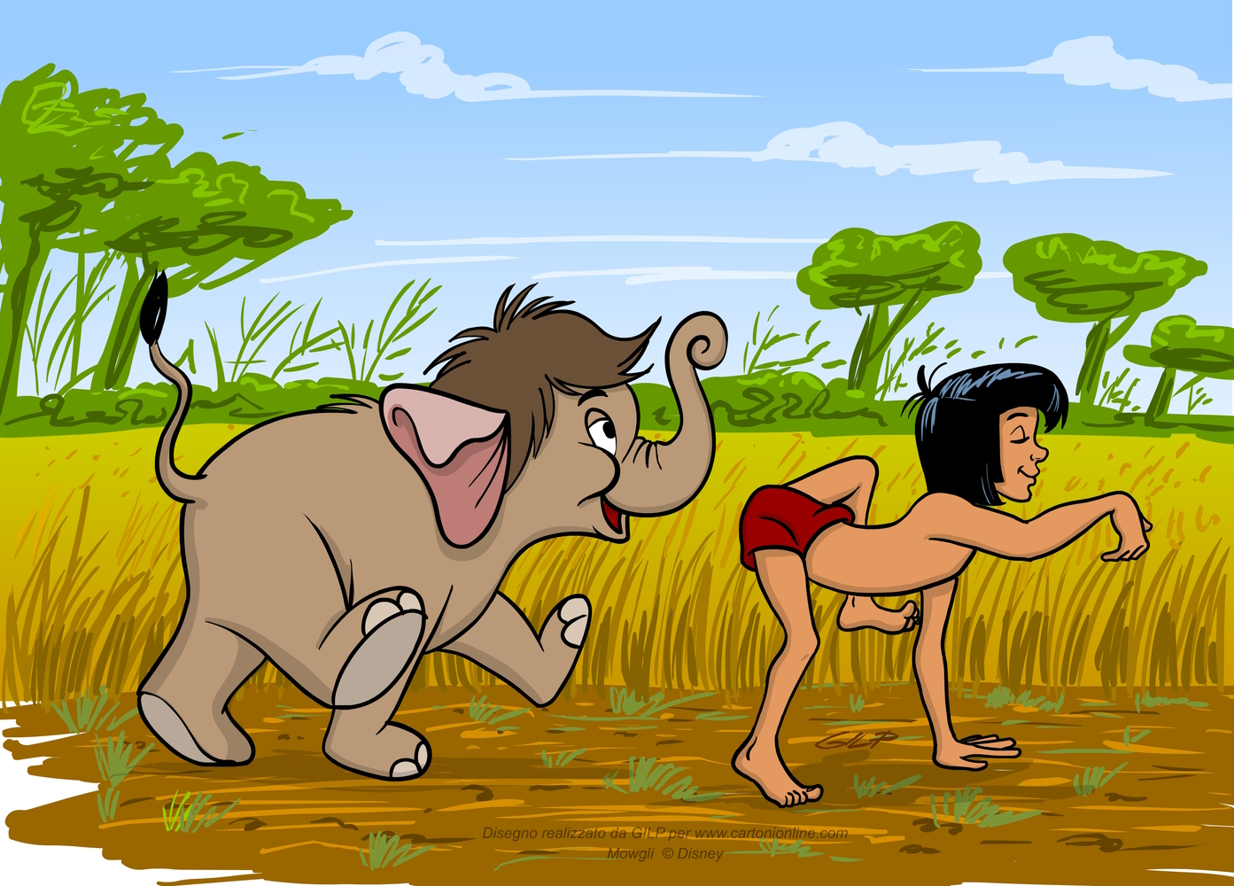 Mowgli et l'éléphant