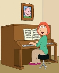 Lois Griffin speelt piano