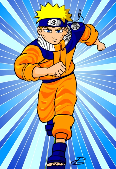 Naruto che corre frontalmente - immagine fanart realizzata da Giangi Pilù 