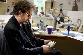 Tim Burton with the models from the film - Frankenweenie
