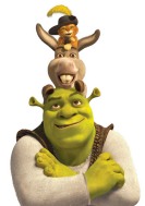 Shrek, burro y gato con botas