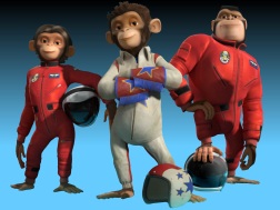 Space Chimps le singe Ham III, Luna et Titan