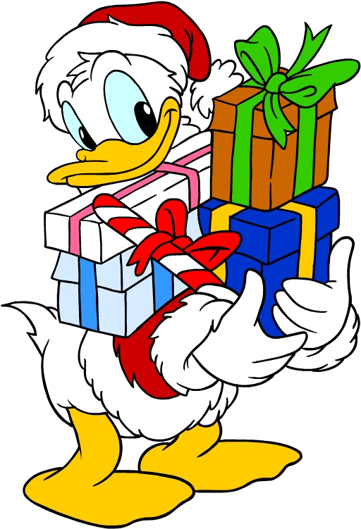 Pato Donald com presentes de Natal