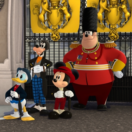Pato Donald, Pateta, Mickey e Peter no episódio em Londres