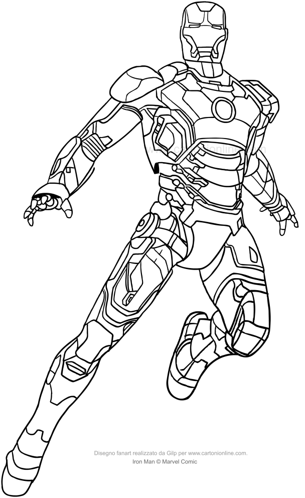 Kolorowanki Iron-Man a pelna postac do wydrukowania i pokolorowania