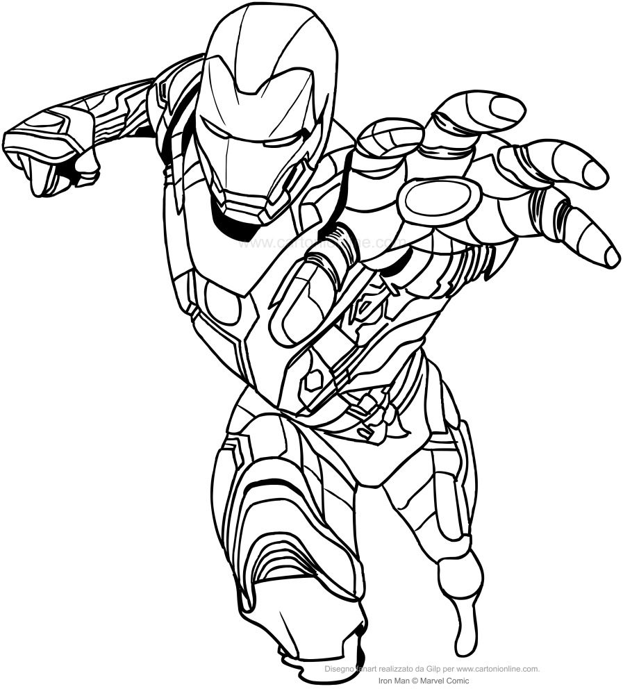 Kolorowanki Iron-Man avec la main avant do wydrukowania i pokolorowania