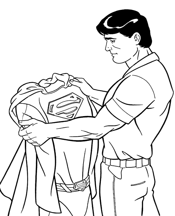 Kolorowanki Clark Kent, mit Superman Kostm do wydrukowania i pokolorowania 