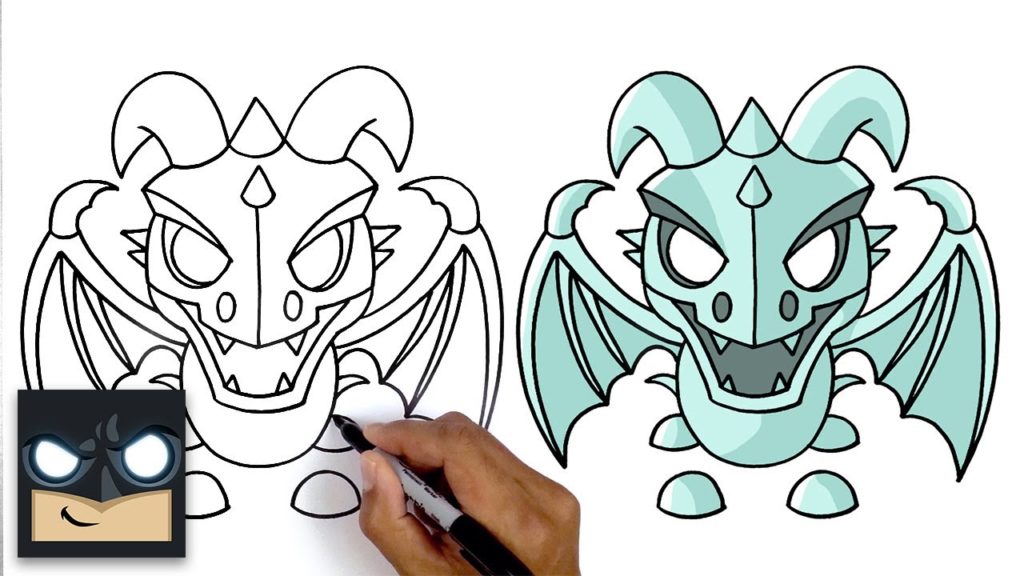 Cómo dibujar Frost Dragon | Roblox Adopt Me - Dibujos animados en línea