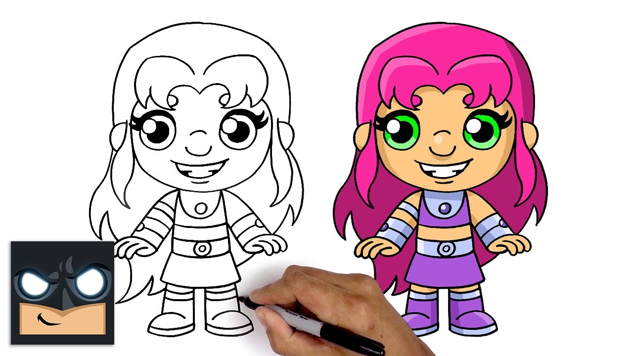 How to draw Stella Rubia (Starfire) from the Teen Titans.