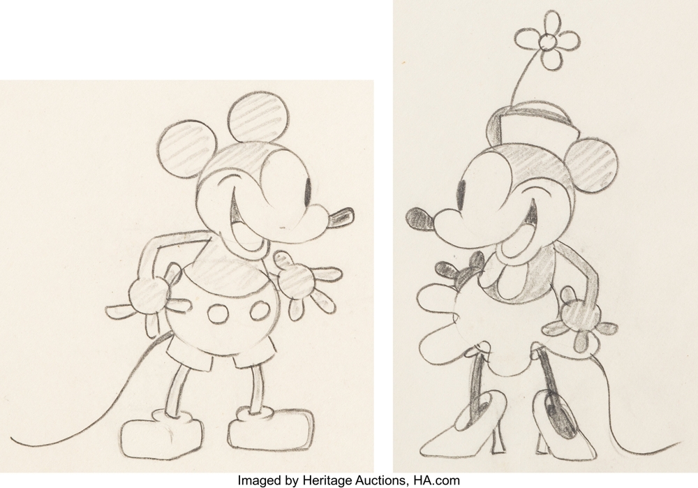 Steamboat Willie Mickey & Minnie disegni di Ub Iwerks