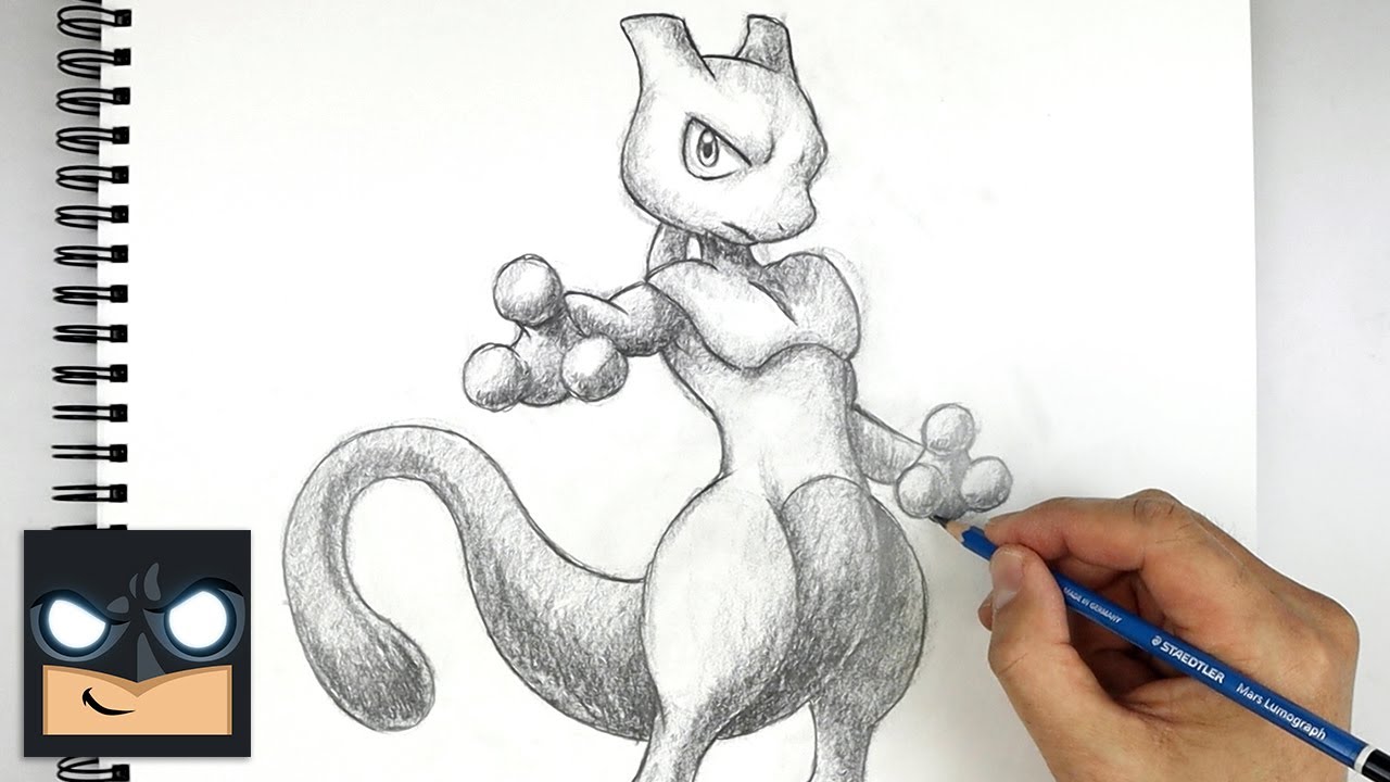 ポケモンのミュウツーを鉛筆で描く方法