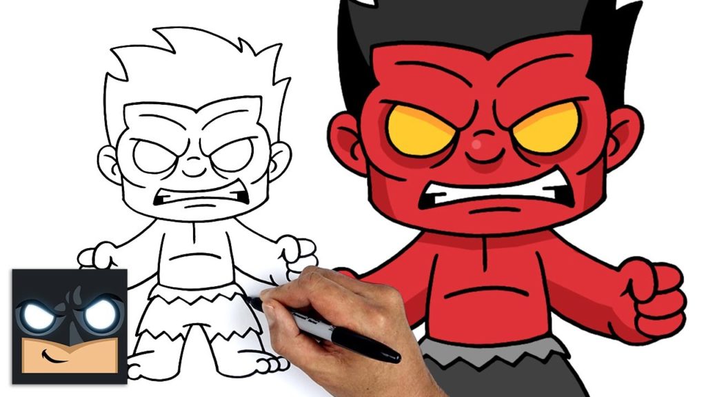 How to draw Red Hulk the Marvel superhero