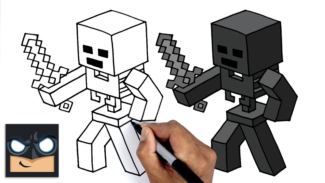 Come disegnare MINECRAFT | Esercitazione di disegno passo dopo passo dello scheletro di Wither