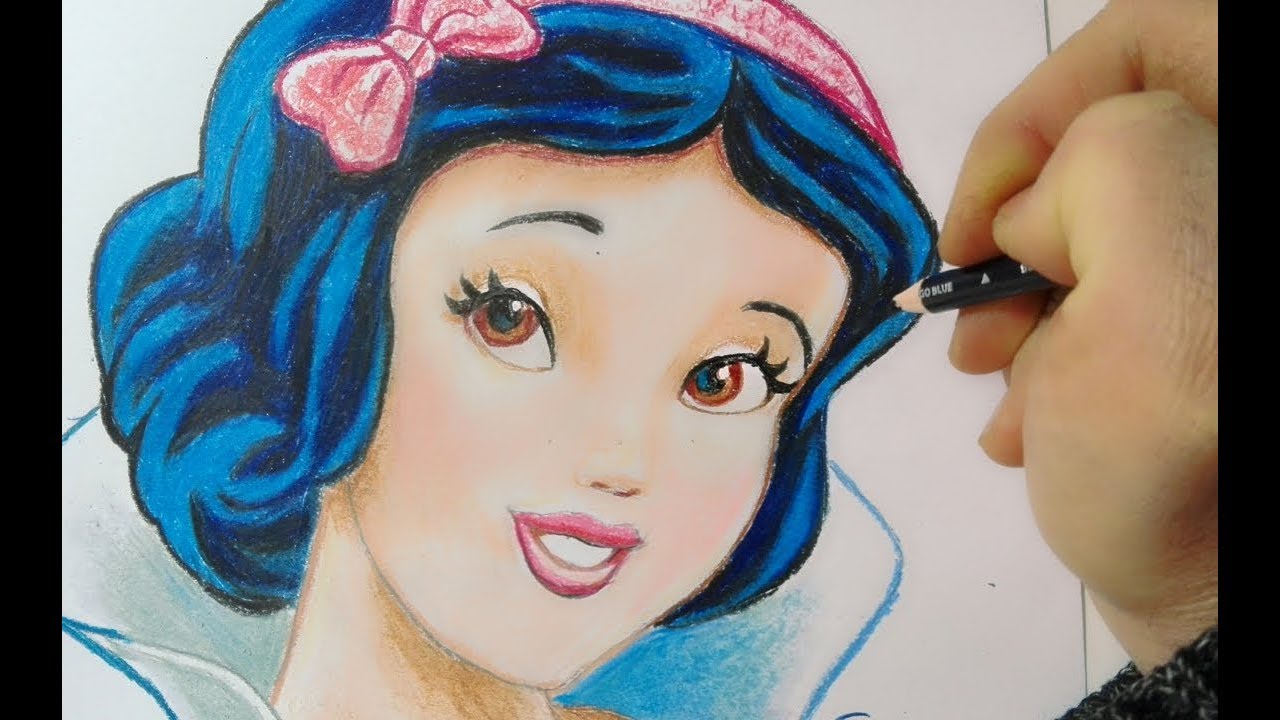 Come disegnare Biancaneve con le matite colorate