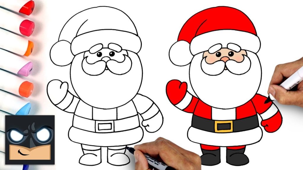 Cómo dibujar a Papá Noel - Dibujos animados en línea