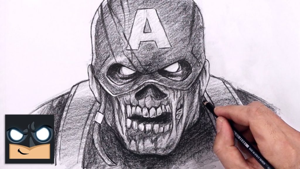 How To Draw Zombie Captain America | Sketching tutorial (step by step) -  Cartoons Online
