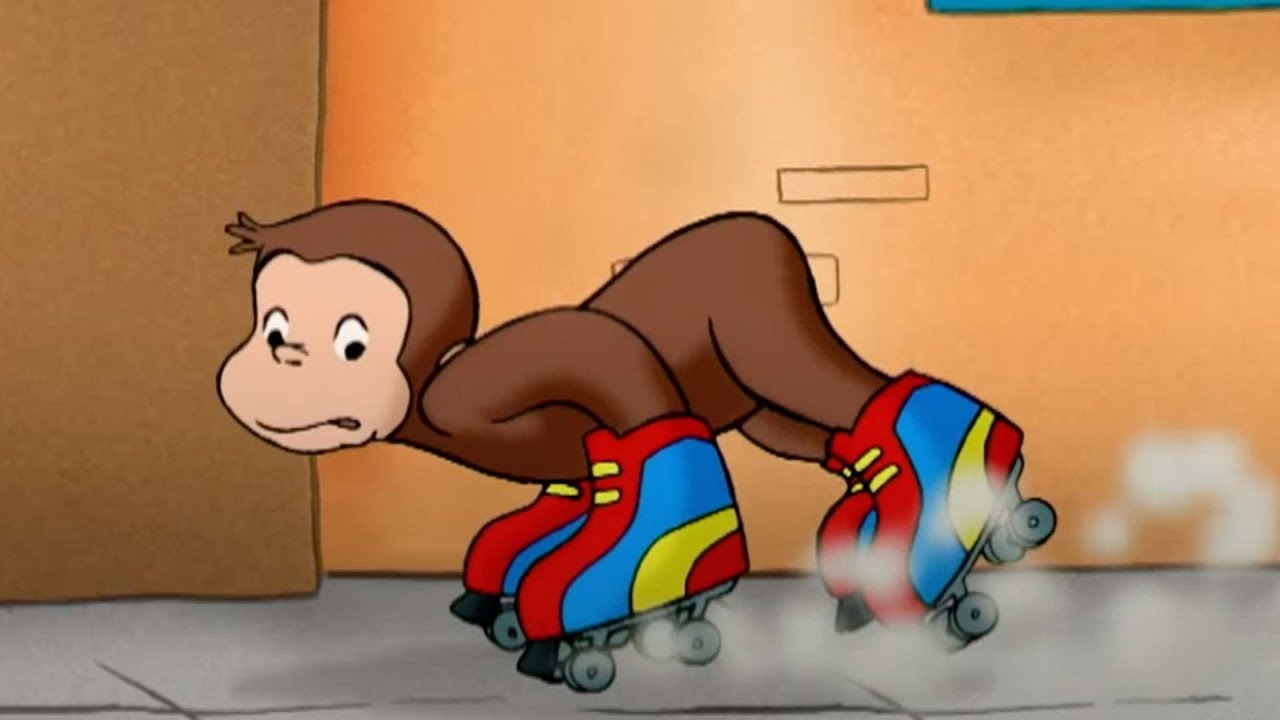 Curious George 🐵 George scopre il pattinaggio a rotelle 🐵Cartoni per Bambini