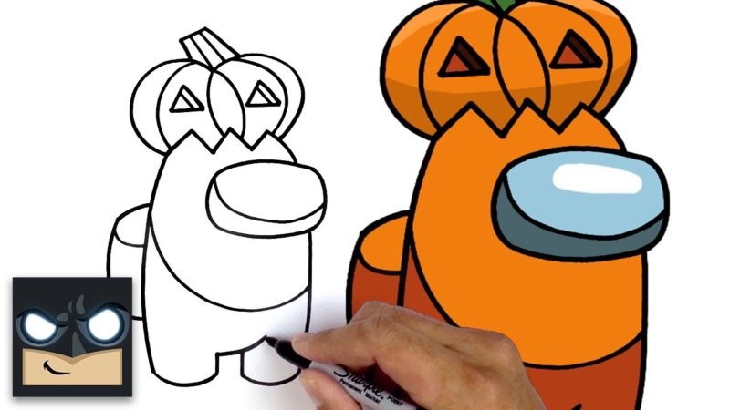 Come disegnare un impostore con la zucca di Halloween di Among Us