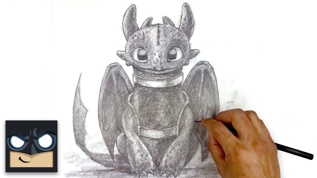 Cómo dibujar al dragón desdentado de la película Cómo entrenar a tu dragón  - Dibujos animados en línea