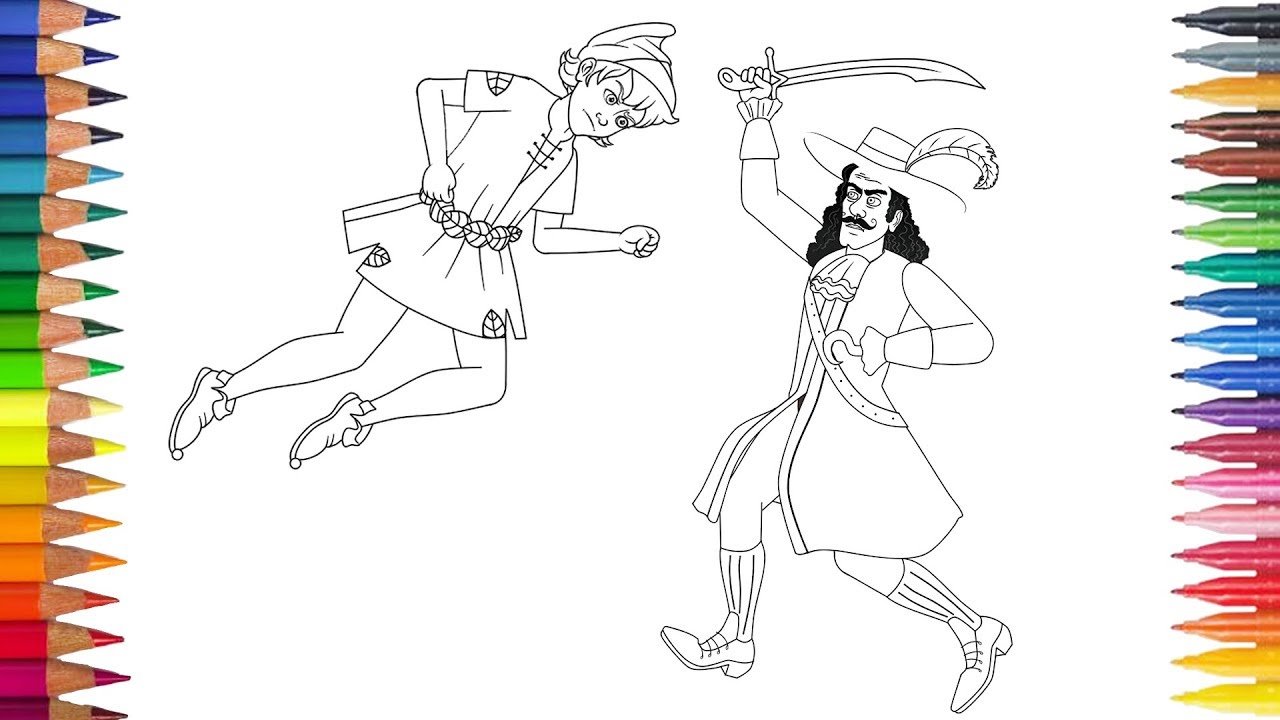 Peter Pan e Capitano Hook disegnare colorare