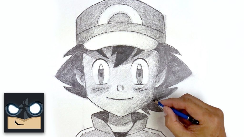 Cómo dibujar la cara de Ash Ketchum de Pokémon con lápiz