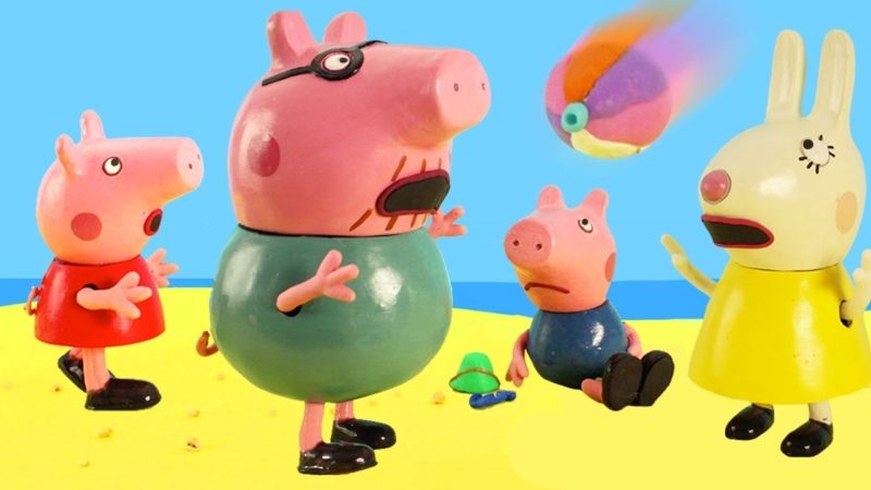 Peppa Pig Stop Motion – Giocare A Palla Sulla Spiaggia – Giochi Per Bambini – Cartoni Animati