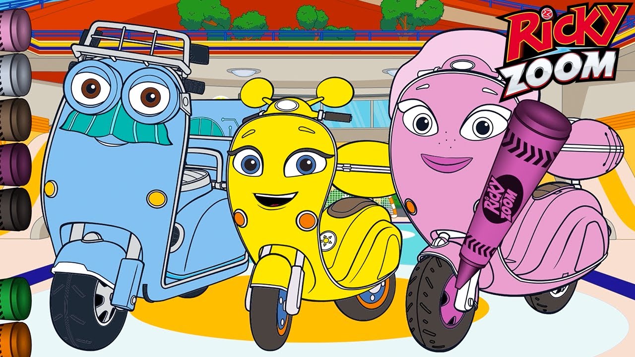 Ricky Zoom Italiano 🏍️ Scootio e la sua famiglia! | Colorare per Bambini | Cartoni Animati