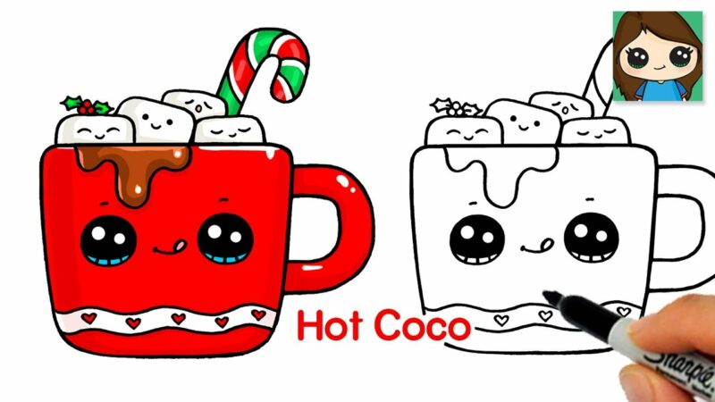 Come disegnare una cioccolata calda 🎄Carini disegni natalizi invernali
