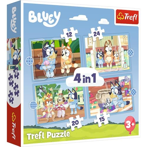 Puzzle colorati Bluey e divertimento creativo per bambini